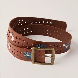 FREE PEOPLE Eye Candy Leather Belt, Size L/XL
